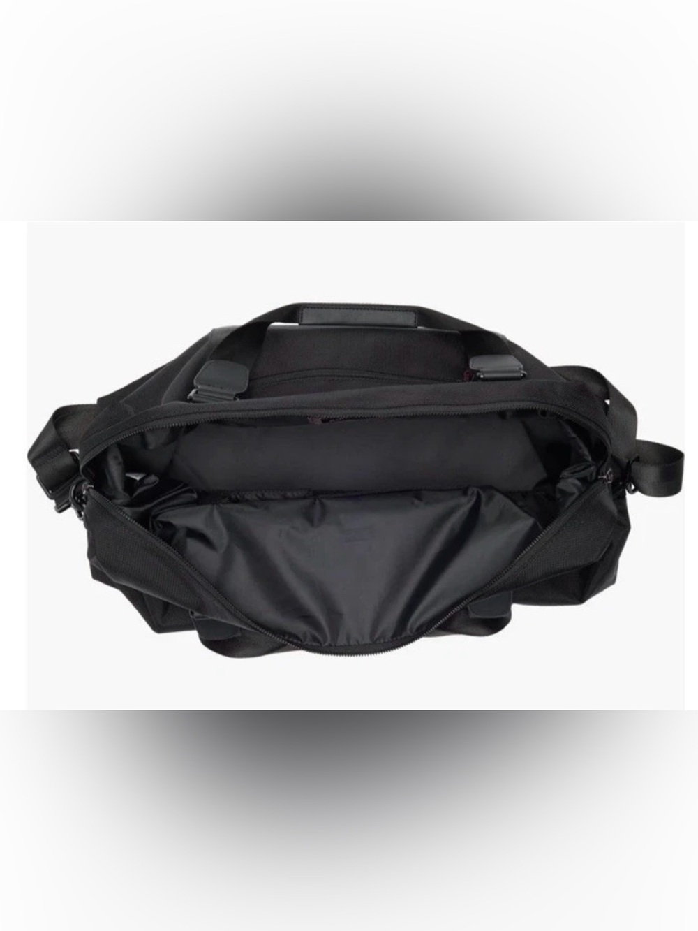 Bonobos~Black Ballistic Nylon Duffle Bag w/ Leather Accents-Adjustable
Strap~NWT - Picture 15 of 16
